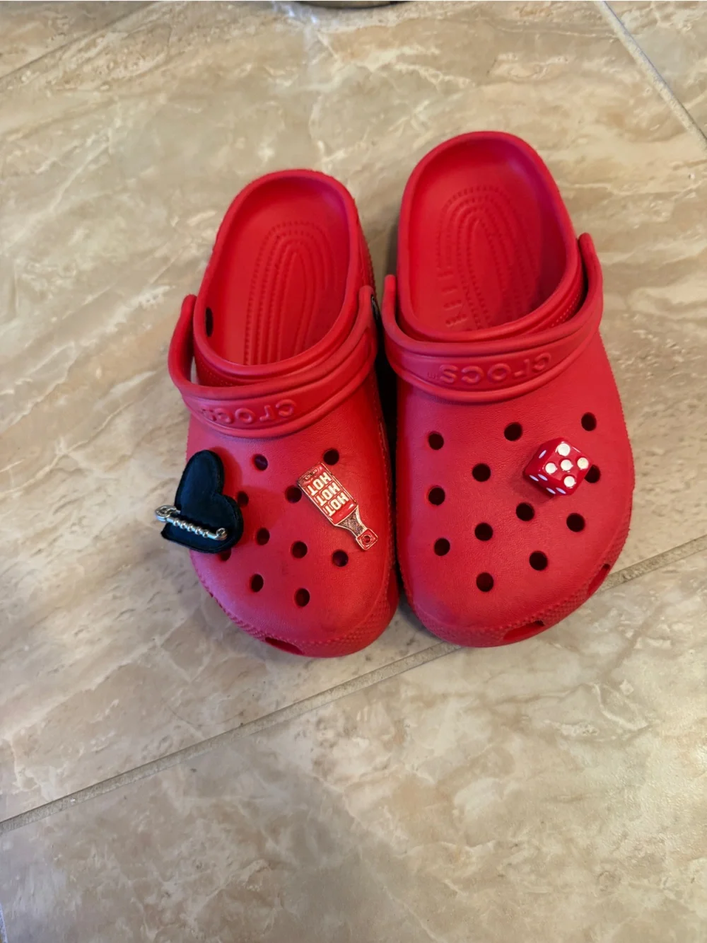 CROCS Red Kids' Classic Clog with Charms